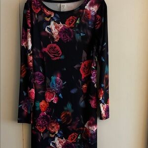 H&M Black Floral Long Sleeve Dress